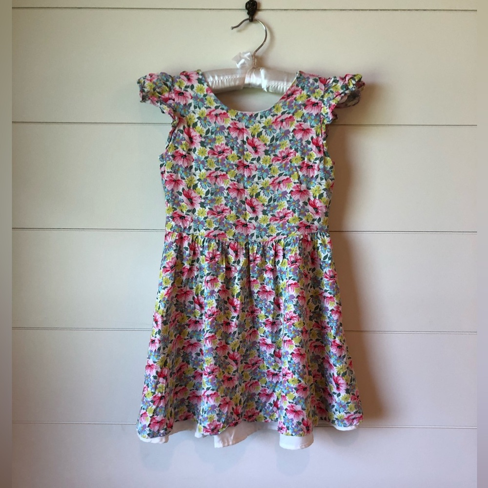 GAP Floral Flutter Sleeve Dress Girls S 6-7